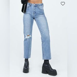 Princess Polly Calisto Straight Leg Jeans in Light Wash.